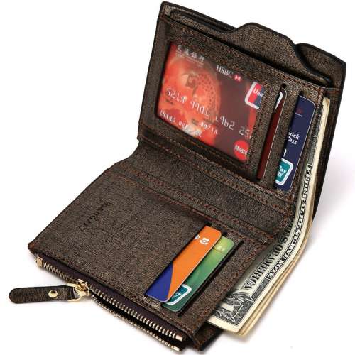 Men's Leather Wallet ID Credit Card holder Bifold Coin Purse Pocket Money Clip Best Deals in America.